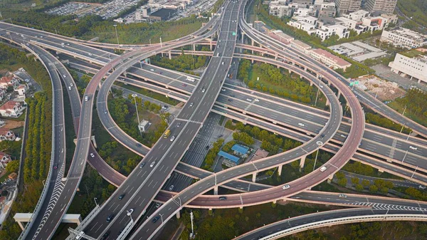 Aerial View Middle Ring Road Long Dong Avenue Highway Intersection — Stock Photo, Image