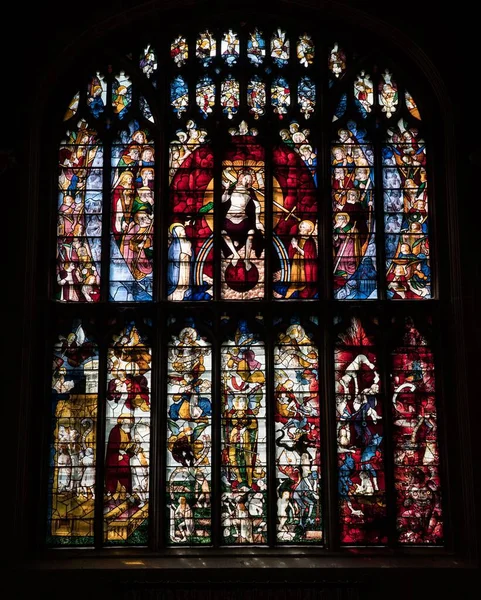 Uma Foto Vertical Das Janelas Igreja Santa Maria Fairford Inglaterra — Fotografia de Stock