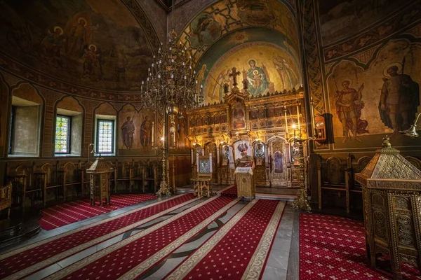 Una Bella Vista Una Chiesa Ortodossa Bucarest Romania Con Dettagli — Foto Stock