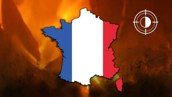 Aşırılık Yanlıları Tarafından Hedef Alınan Fransa Bayrağının Yakın Plan Çekimi — Stok fotoğraf