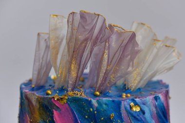 Renkli pasta üst kısmının yakın plan görüntüsü