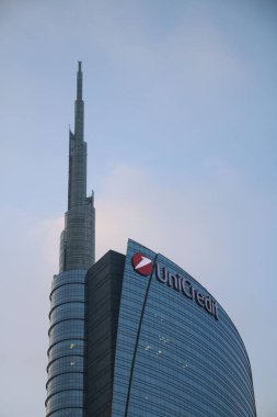 Zoom on Unicredit Tower in Milan clipart