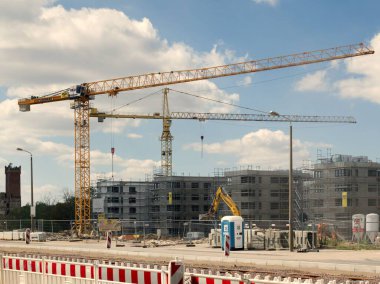 Halle an der Saale, Saksonya-Anhalt, Almanya 'nın güneyinde bir inşaat sahası