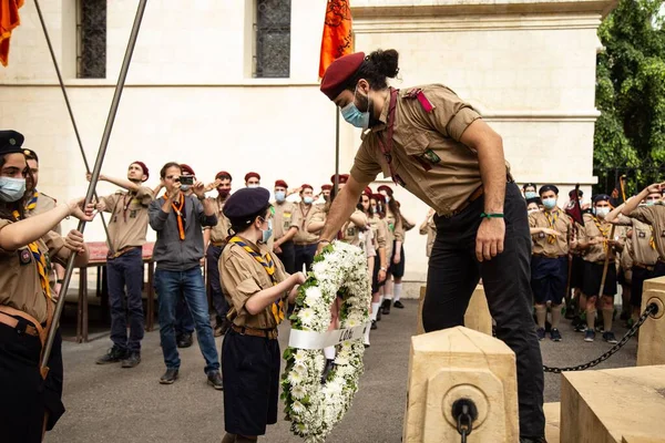 Homenetmen Scouts Memoration April Arménská Genocida Bejrútu Libanon — Stock fotografie