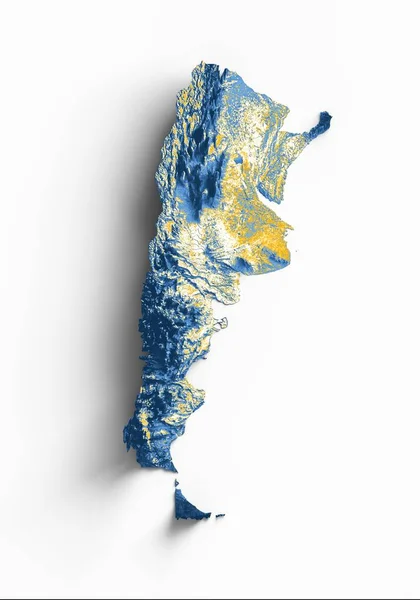 白い背景に孤立したアルゼンチンの地形図の3Dレンダリング — ストック写真