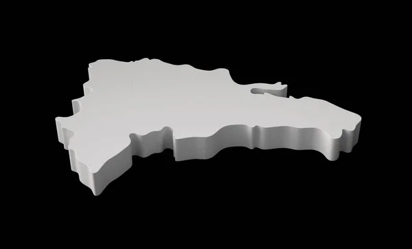 Beyaz Dominik Cumhuriyeti Haritasının Koyu Bir Arka Planda Izole Edilmiş — Stok fotoğraf