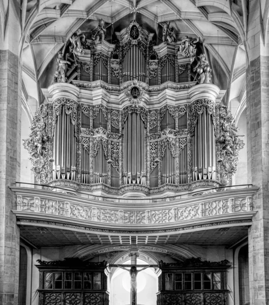 Wnętrze Marktkirche Organami Reichel Halle Der Saale Saksonia Anhalt Niemcy — Zdjęcie stockowe