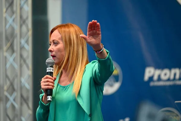 Fratelli Italia Fractievoorzitter Giorgia Meloni Tijdens Een Verkiezingsrally Voor Komende — Stockfoto