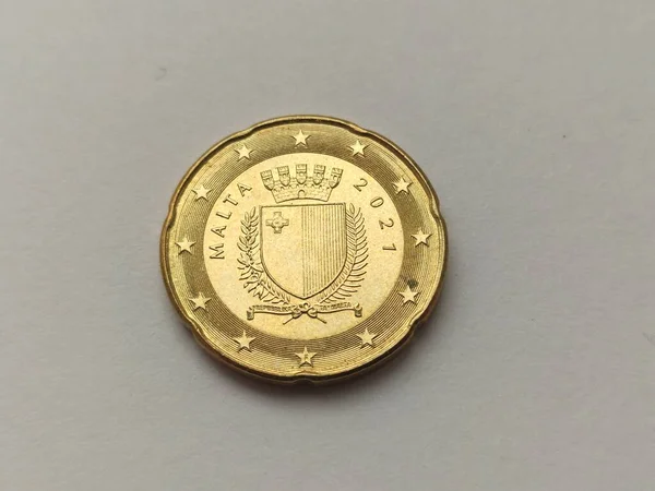 Närbild Bild Malta Euromynt Vit Bakgrund — Stockfoto