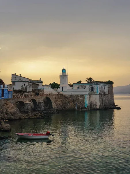 Vertical Antiguo Faro Con Vista Mar Atardecer Argelia —  Fotos de Stock