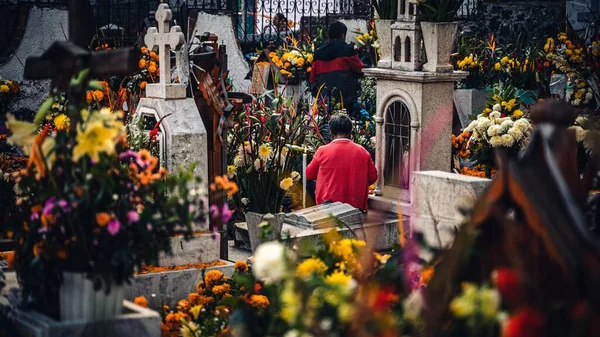 Толпа Собралась Кладбище Мехико Парад Дню Мертвых — стоковое фото
