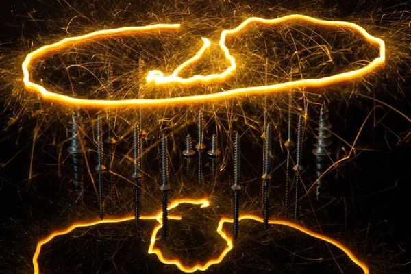 Een Lange Belichting Shot Van Licht Schilderen Met Schroeven Een — Stockfoto