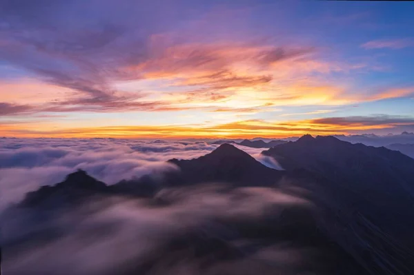 Eine Langzeitaufnahme Des Wolkenmeeres Balang Pass Der Präfektur Aba Sichuan — Stockfoto