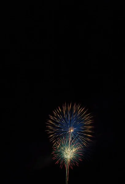 7月4日の夜空に爆発するロケットの垂直ショット — ストック写真