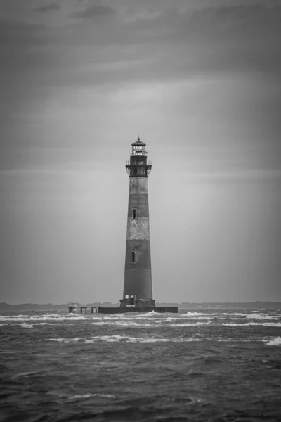 Greyscale Shot Morris Island Lighthouse — Stock Photo, Image