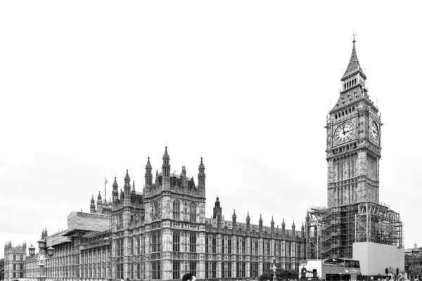 Odstíny Šedi Big Ben Londýn Velká Británie — Stock fotografie