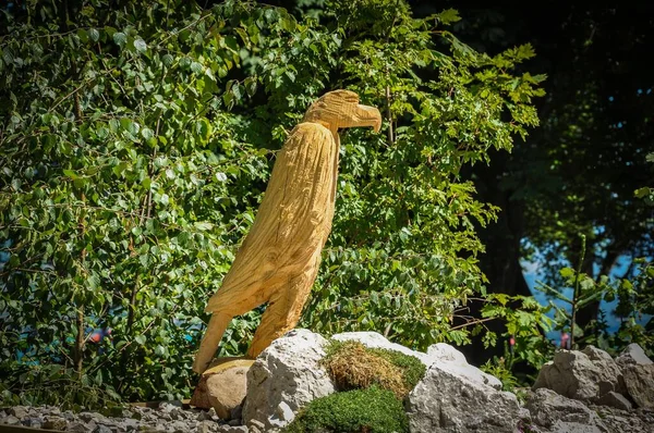 Деревянная Скульптура Птицы Парке Анси — стоковое фото