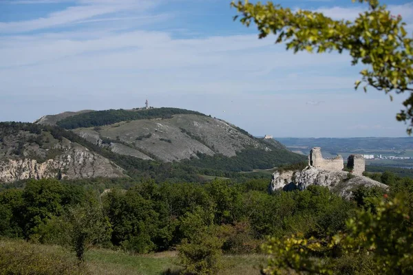 Two Medieval Castle Ruins Palava South Moravia Czech Republic — Stock Photo, Image