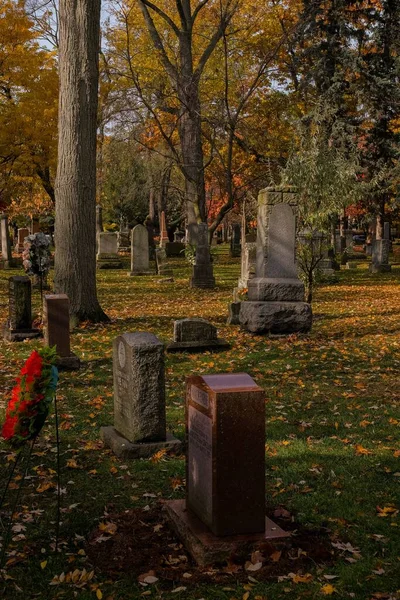Cemitério Com Árvores Outono Ontário Canadá — Fotografia de Stock