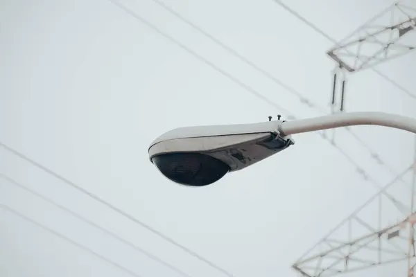 Een Closeup Van Straat Lamp Achtergrond Van Lucht — Stockfoto