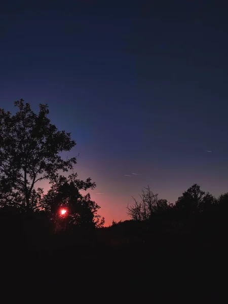 野原の夕日の空の美しいショット — ストック写真