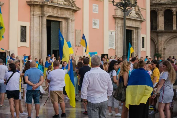 Una Manifestazione Contro Guerra Ucraina Valencia Spagna — Foto Stock