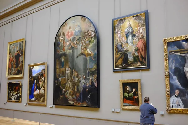 Eine Frau Besucht Die Meisterwerke Der Welt Louvre Museum Paris — Stockfoto