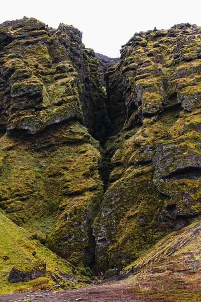 Вертикальный Снимок Зеленых Скал Снайфельснес Исландия — стоковое фото