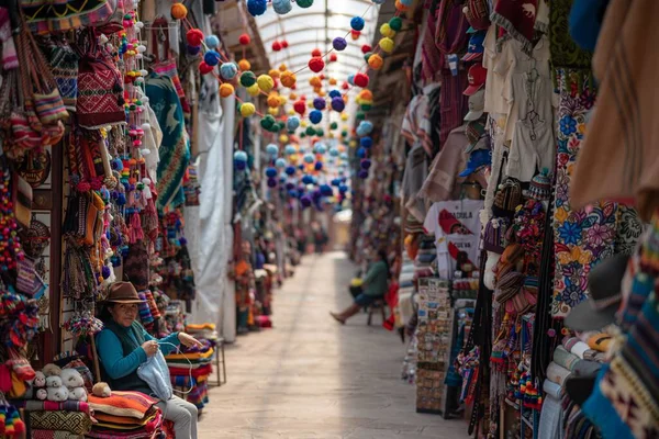 Schöne Aussicht Auf Geschäfte Und Märkte Cusco Peru — Stockfoto
