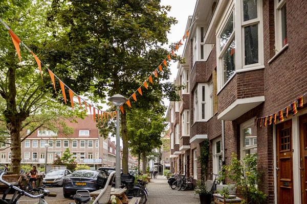 Житлові Будинки Столиці Амстердамі Зовнішнім Фасадом Типовим Голландським Стилем — стокове фото