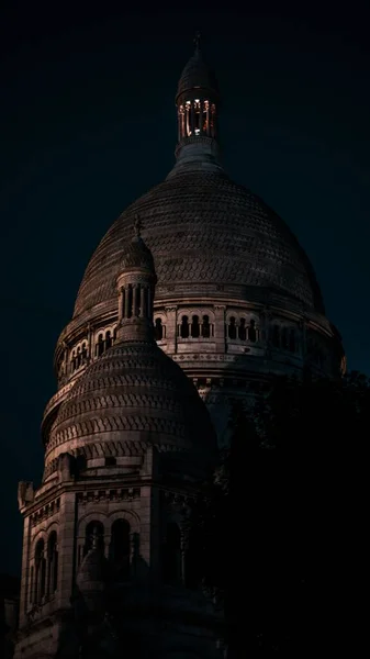Базилика Святого Сердца Монмартра Париже Франция Ночью — стоковое фото
