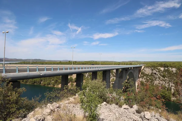 Puente Carretera Sobre Río Krka Croacia —  Fotos de Stock
