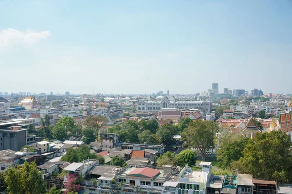 Drone Bangkok Paesaggio Urbano Con Alberi Cielo Blu — Foto Stock