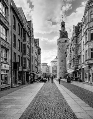 Halle 'deki Leipziger Kulesi an der Saale, Saksonya-Anhalt, Almanya