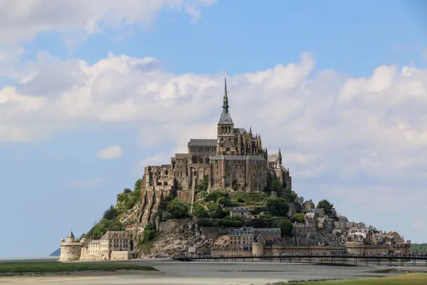 Vacker Scen Den Berömda Mont Saint Michel Abbey Abbaye Mont — Stockfoto