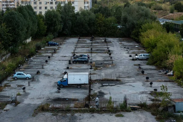 Den Övergivna Parkeringen Bilar Moskva Ryssland — Stockfoto