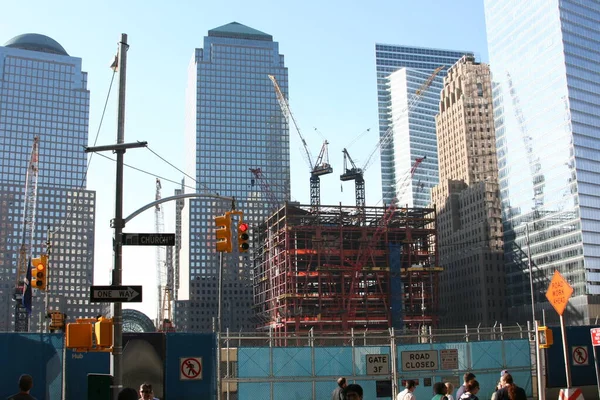 Egy Folyamatban Lévő Újjáépítés Ground Zero Ban New York City — Stock Fotó