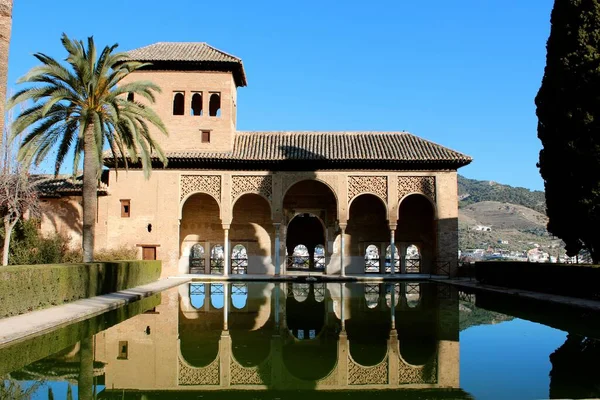 Krásný Detailní Pohled Částečný Palác Komplexu Pevnosti Alhambra Španělsko — Stock fotografie