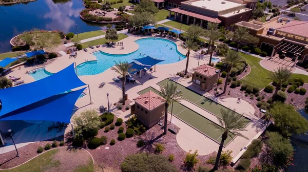 Goodyear Arizona Havuzu Olan Toplum Merkezi Nin Kuş Bakışı Görüntüsü — Stok fotoğraf