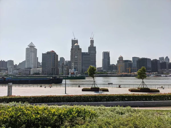 Een Skyline Uitzicht Van Puxi Met Rivier Van Pudong Kant — Stockfoto