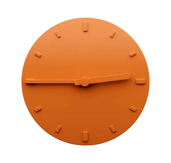 在白色背景上隔离的简约橙色墙时钟的三维渲染 — 图库照片