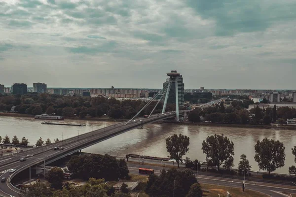 Luftaufnahme Der Snp Über Der Donau Bratislava — Stockfoto