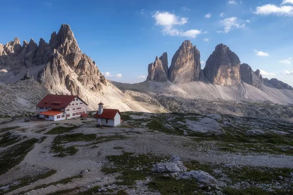 Ett Landskap Tre Cime Lavaredo Hikes Bergen Dolomiterna Italien — Stockfoto