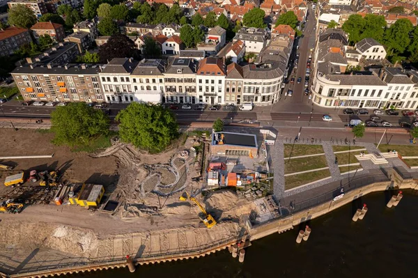 공중에서 네덜란드의 Zutphen 건설중인 대로가 위에서 시대의 도시의 — 스톡 사진