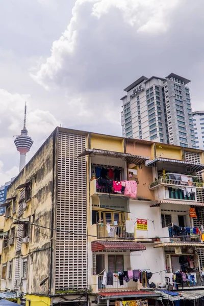 Una Vertical Apartamentos Antiguos Edificios Nuevos Cerca Bukit Bintang Kuala — Foto de Stock