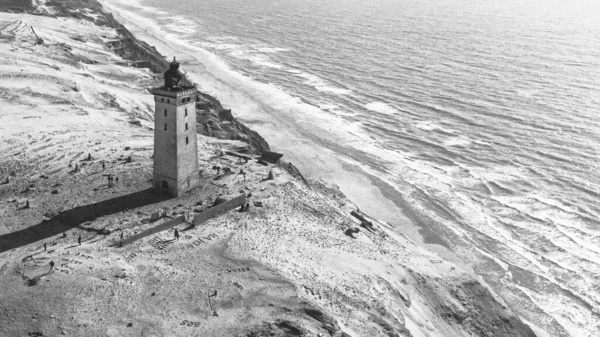 Danimarka Nın Batı Kıyısındaki Deniz Fenerinin Gri Pulu — Stok fotoğraf
