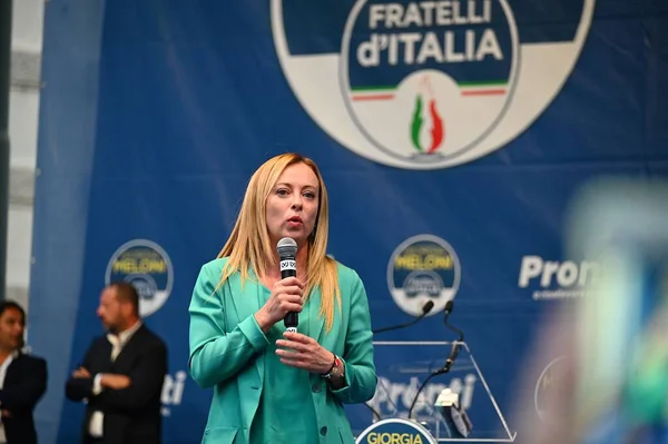 Giorgia Meloni Leader Fratelli Italia Party Rally Forthcoming National Election — Stock Photo, Image