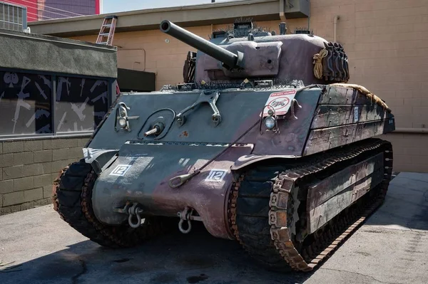 Dettaglio Vecchio Carro Armato Militare Sherman M4A3 — Foto Stock