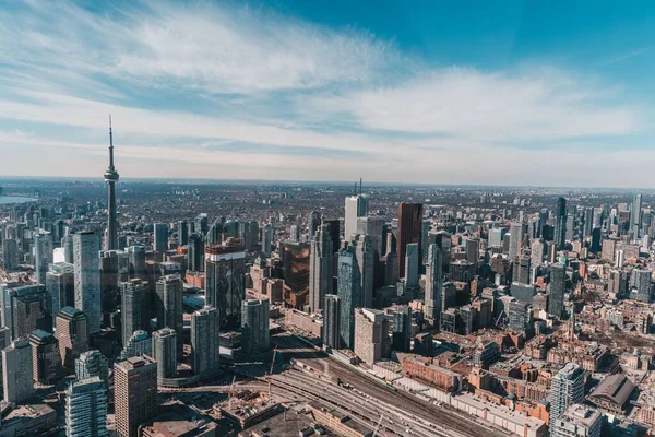 Antenn Syn Toronto Skyline Ontario Kanada Fångas Vintern — Stockfoto