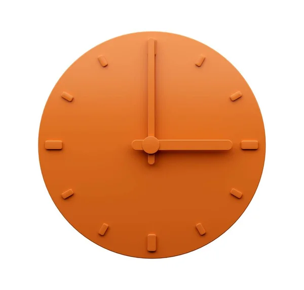 Minimal Orange Klocka Tre Abstrakt Minimalistisk Väggklocka Illustration — Stockfoto